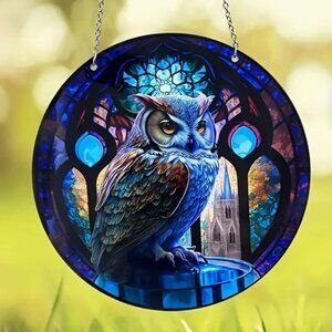 1pc 3D 6"x6" Christmas Owl Suncatcher, Christmas Bird